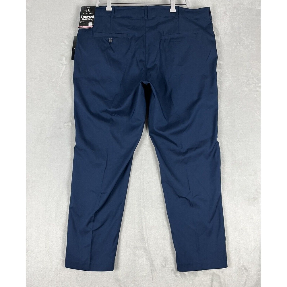 PGA TOUR Pants Men 40x32 Navy Flat Front Straight Leg Stretch SPF Golf Trouser - Picture 2 of 10
